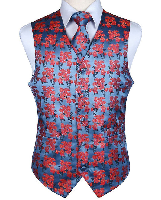 Red Flowers Vest Set vest    - Sophisticated Gentlemen