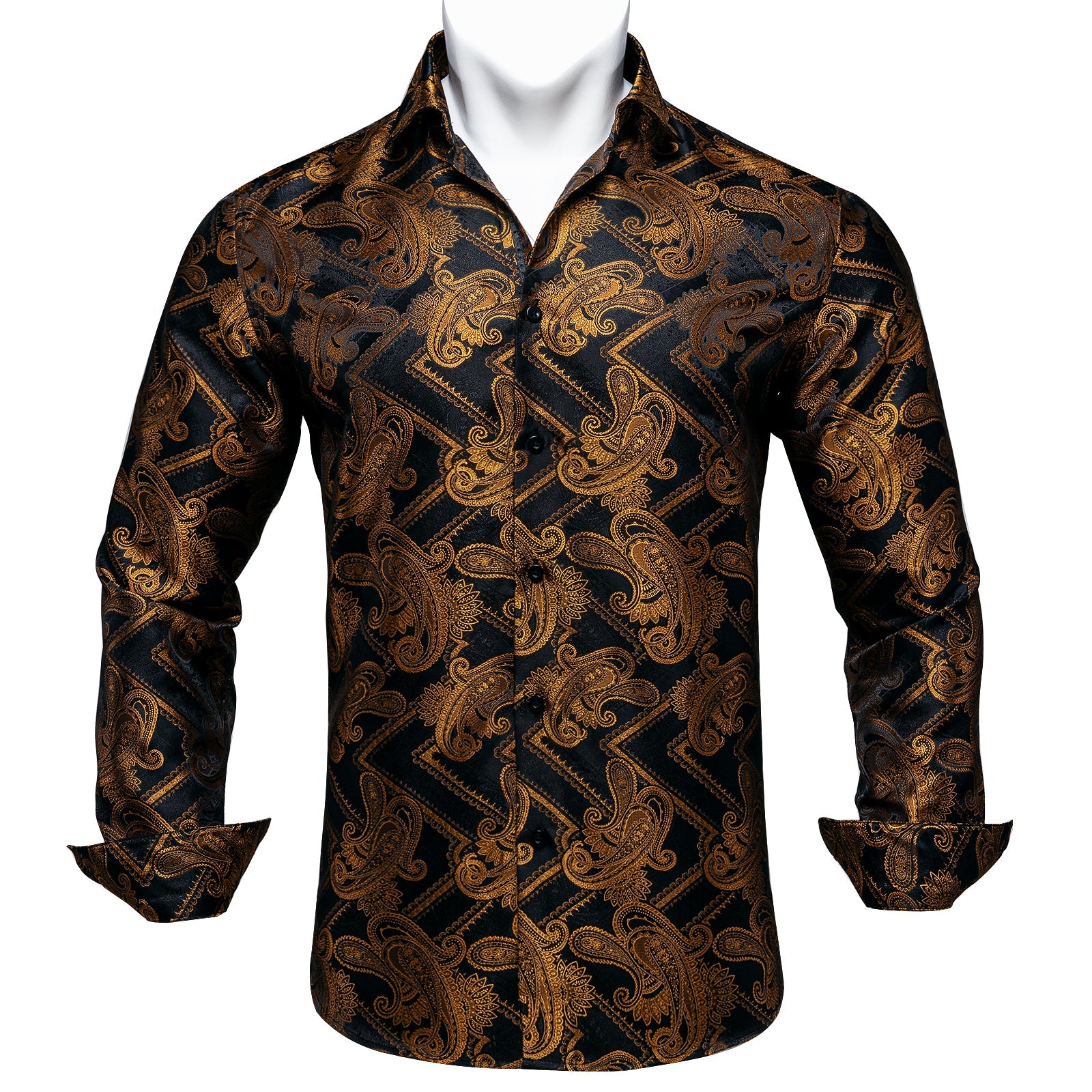 Black and Gold Paisley Dress Shirt - SOPHGENT