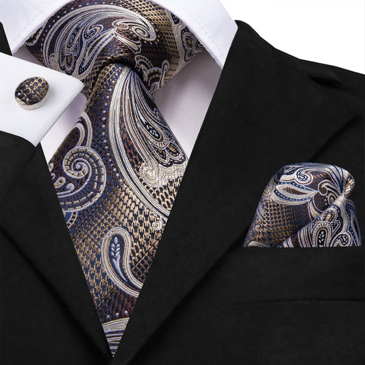 Business Flowers Tie, Pocket Square and Cufflinks - SOPHGENT
