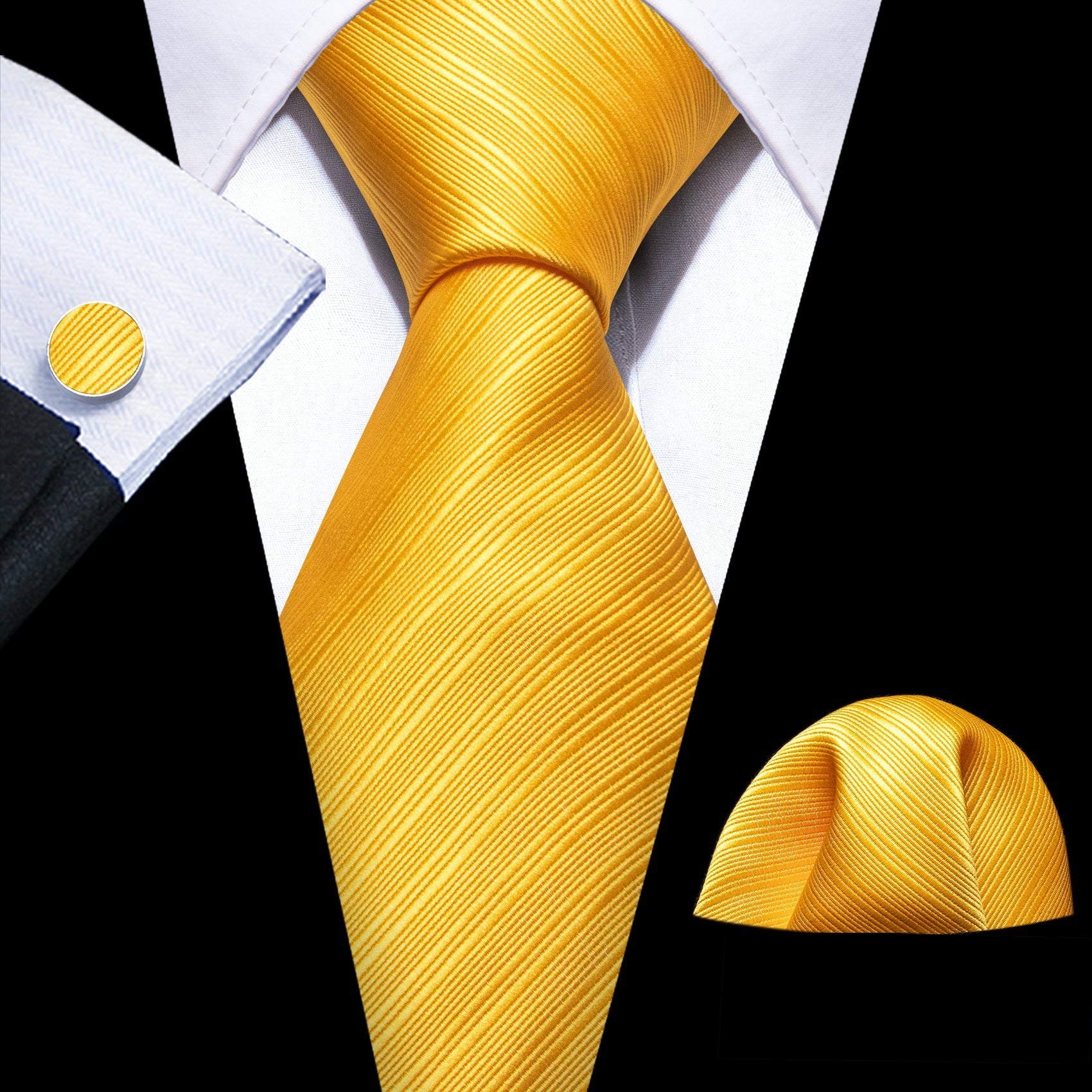 Sun Rays Tie, Pocket Square and Cufflinks tie sets    - Sophisticated Gentlemen