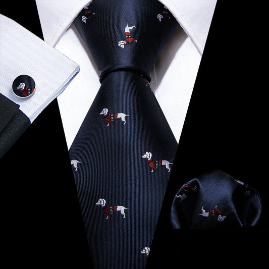 Dachshund Tie Set In Blue tie set Standard Packaging   - Sophisticated Gentlemen