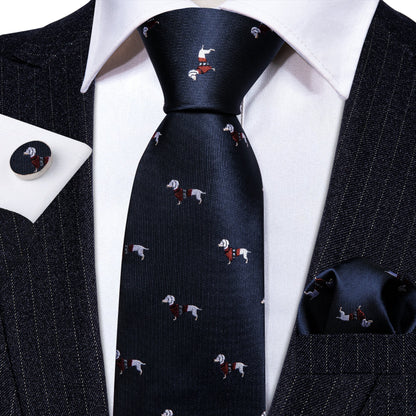 Dachshund Tie Set In Blue - SOPHGENT