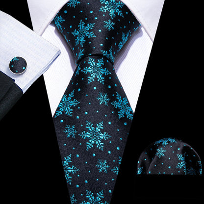Turquoise Snowflakes Tie Set tie sets Standard packaging   - Sophisticated Gentlemen