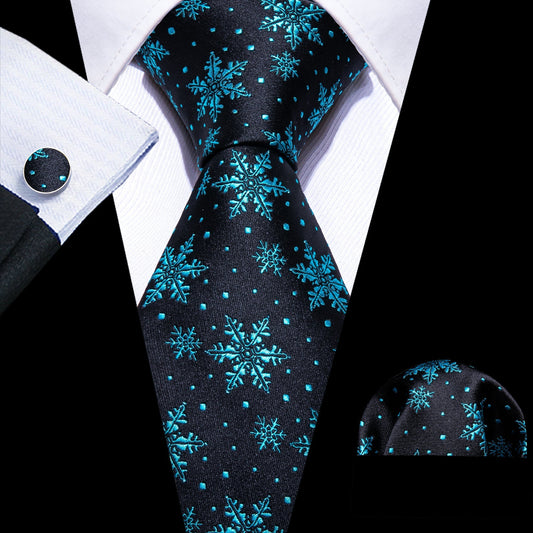 Turquoise Snowflakes Tie Set tie sets Standard packaging   - Sophisticated Gentlemen