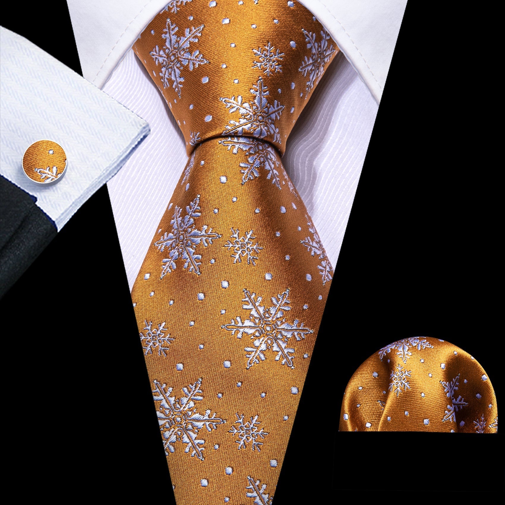 Golden Snowflakes Tie Set tie sets Standard packaging   - Sophisticated Gentlemen