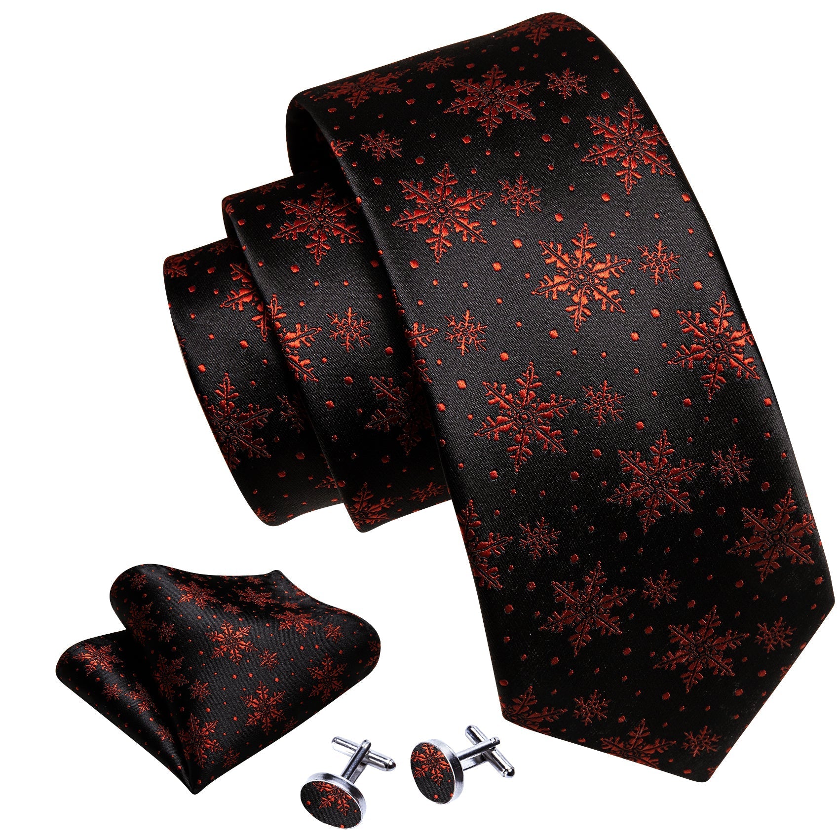 Red and Black Snowflakes Tie Set tie sets    - Sophisticated Gentlemen