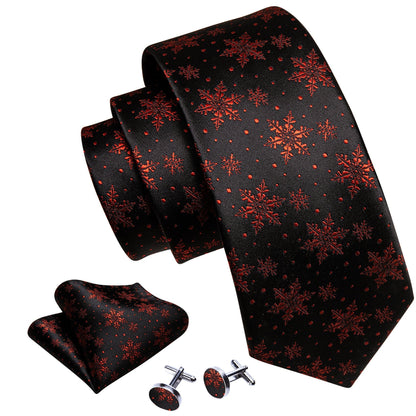 Red and Black Snowflakes Tie Set tie sets    - Sophisticated Gentlemen