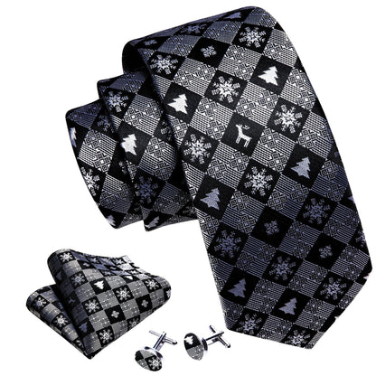 Black and Gray Snowflakes Tie Set tie sets    - Sophisticated Gentlemen