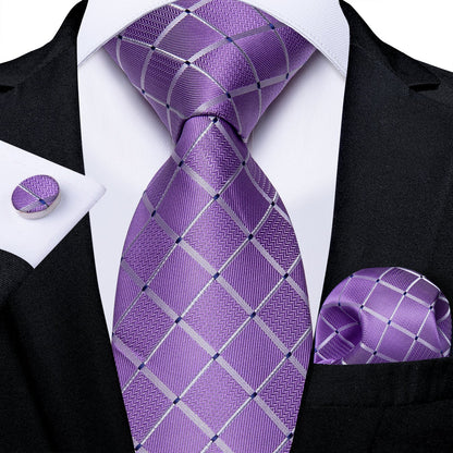 Purple Squares Tie Set tie set Standard packaging   - Sophisticated Gentlemen