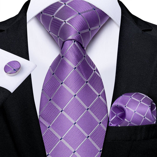 Purple Squares Tie Set tie set Standard packaging   - Sophisticated Gentlemen