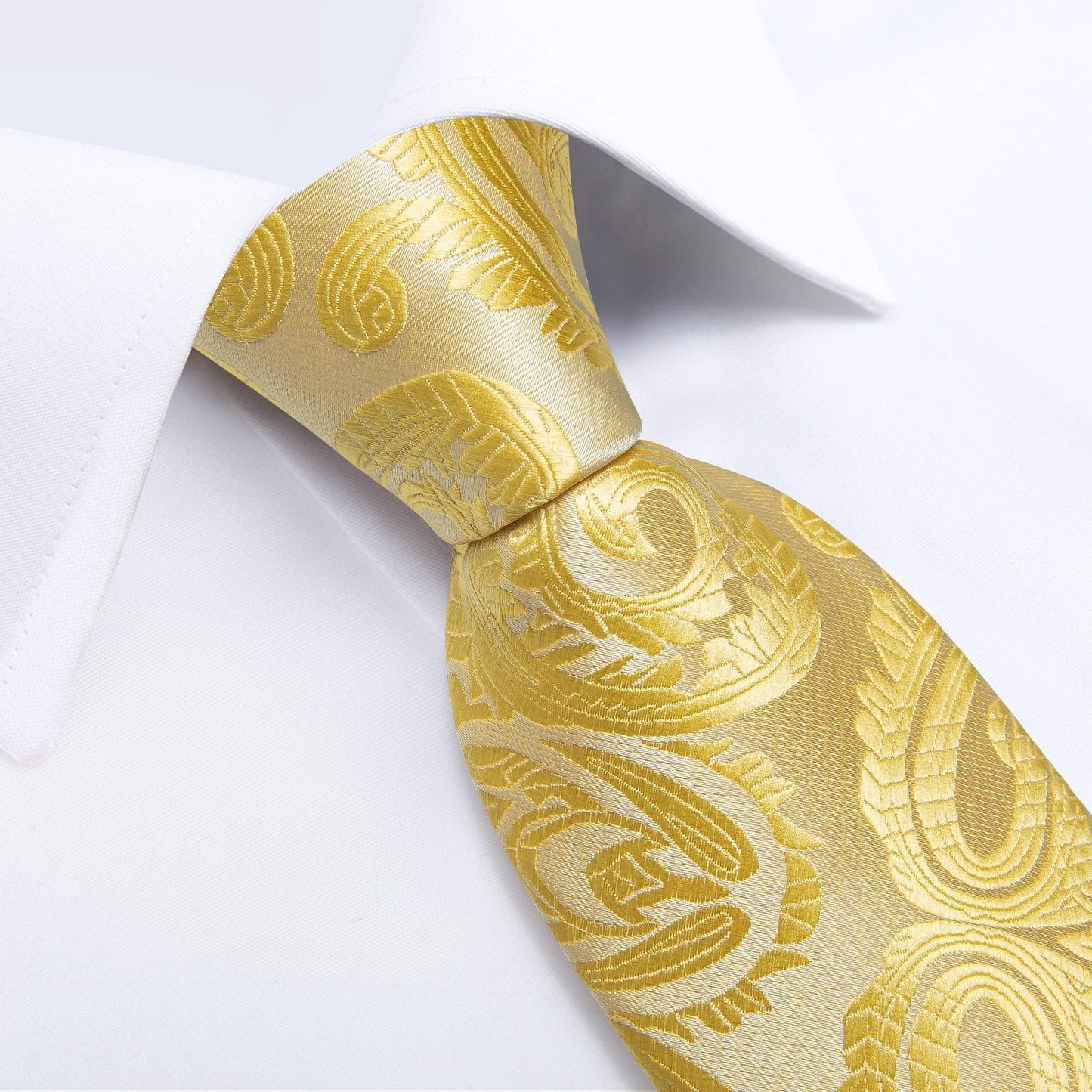 Yellow Paisley Silk Tie Set - SOPHGENT