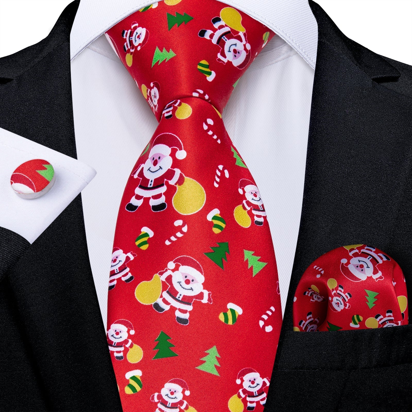 Santa Tie Set In Red tie sets Standard packaging   - Sophisticated Gentlemen