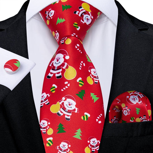 Santa Tie Set In Red tie sets Standard packaging   - Sophisticated Gentlemen