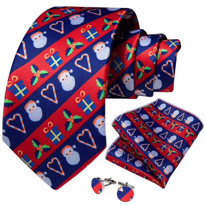 Red and Blue Striped Santa Tie Set tie sets    - Sophisticated Gentlemen