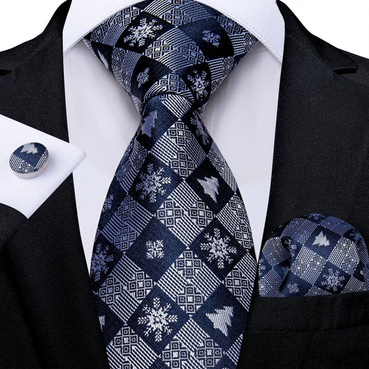 Blue and Gray Snowflakes Tie Set tie sets Standard packaging   - Sophisticated Gentlemen