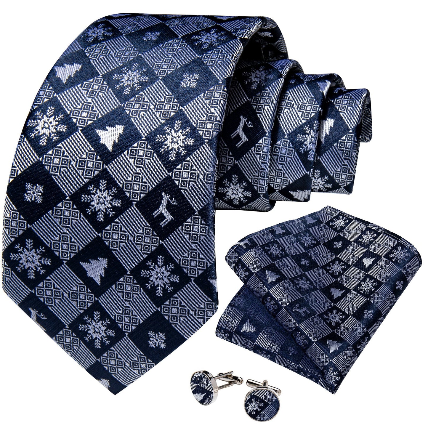 Blue and Gray Snowflakes Tie Set tie sets    - Sophisticated Gentlemen