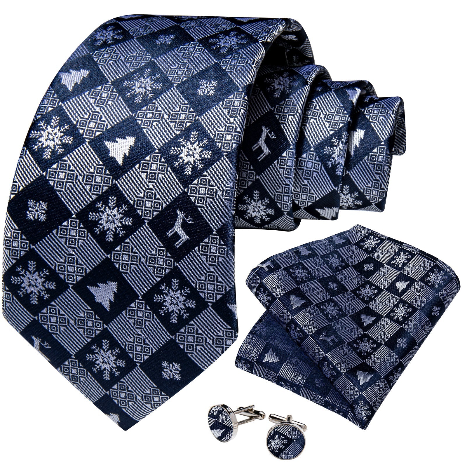 Blue and Gray Snowflakes Tie Set tie sets    - Sophisticated Gentlemen