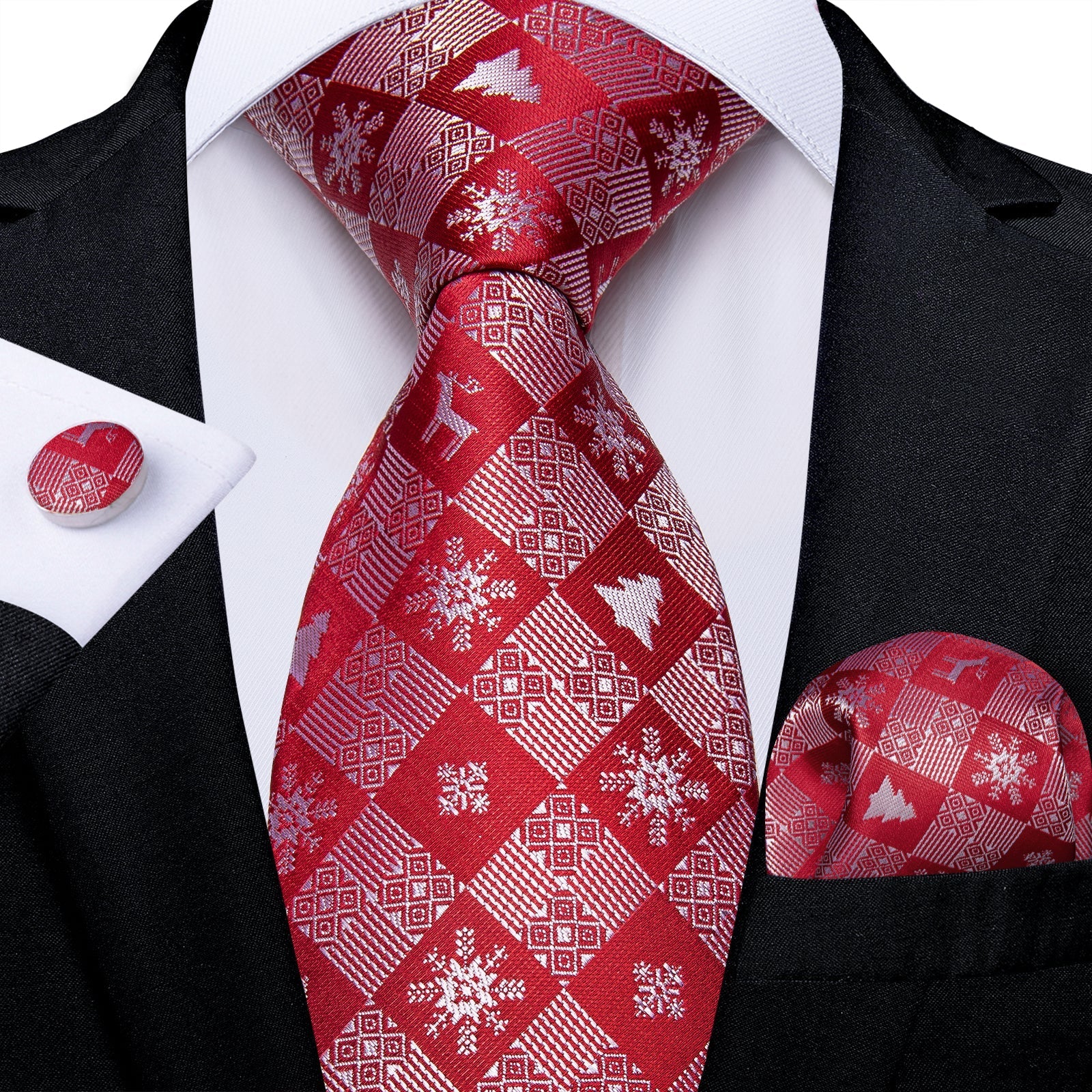 Red Snowflakes Tie Set tie sets Standard packaging   - Sophisticated Gentlemen