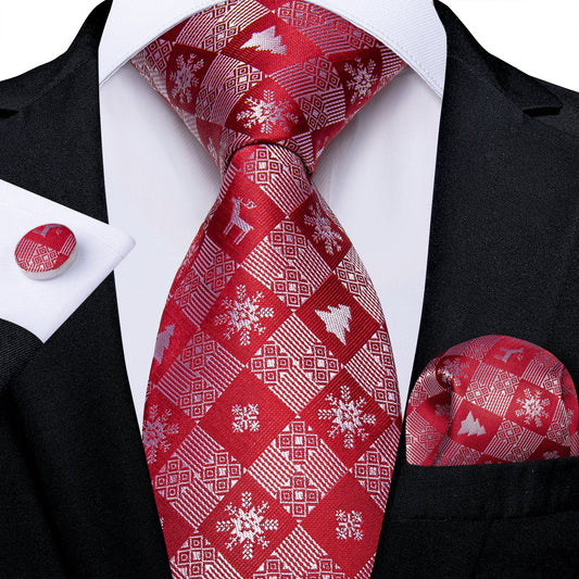 Red Snowflakes Tie Set tie sets Standard packaging   - Sophisticated Gentlemen
