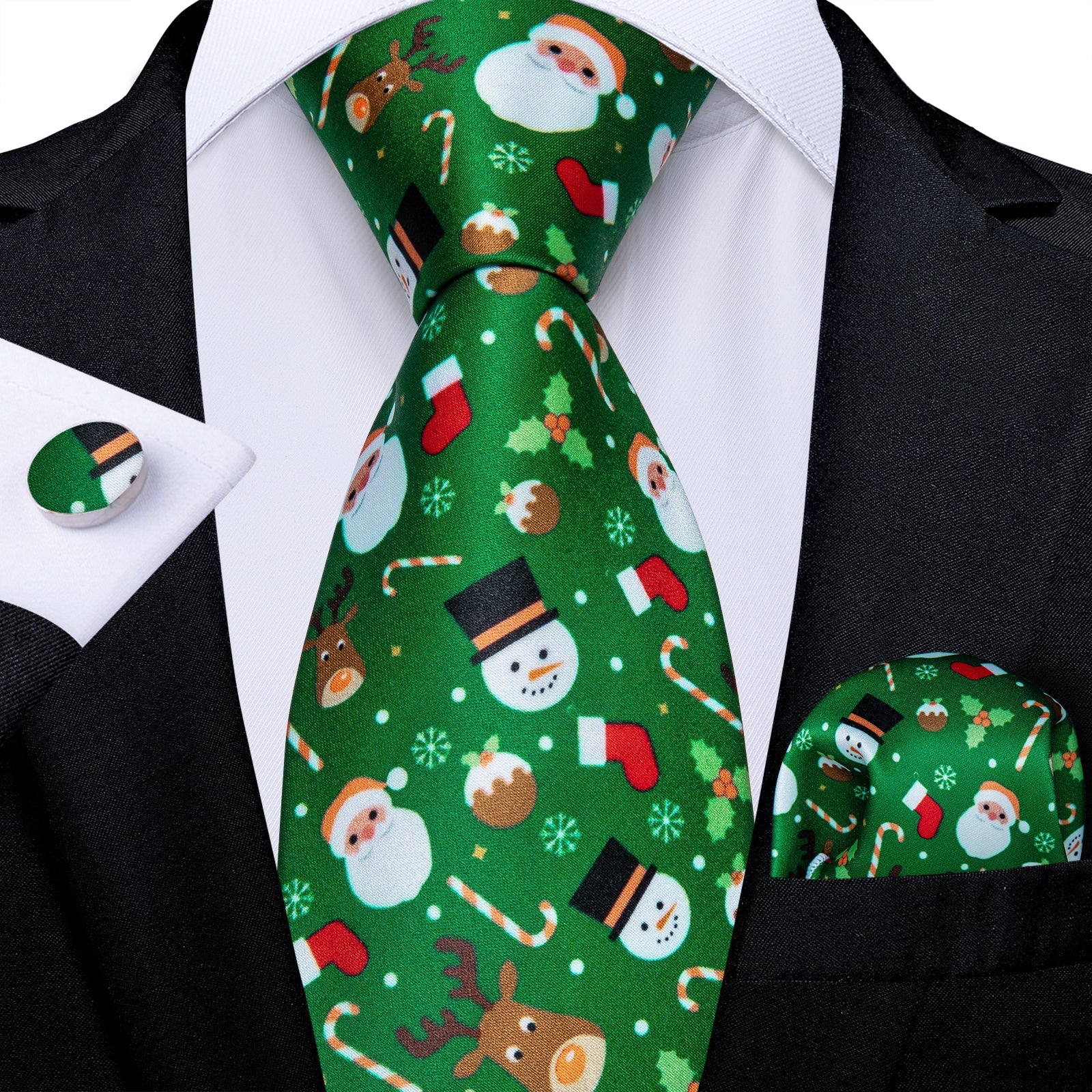 Christmas Decorations Tie Set In Green tie sets Standard packaging   - Sophisticated Gentlemen