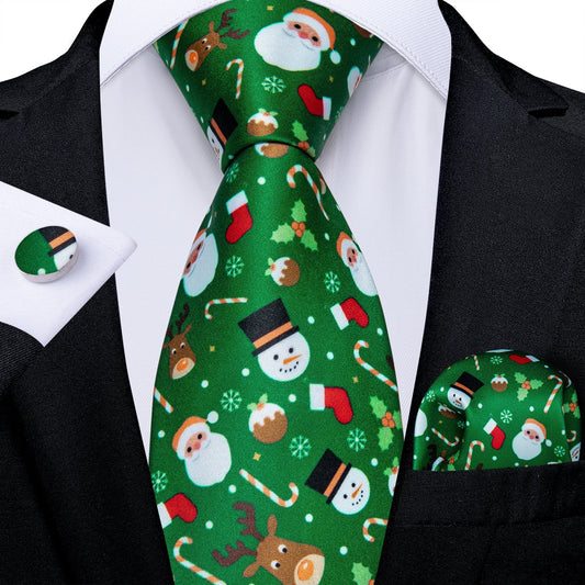 Christmas Decorations Tie Set In Green tie sets Standard packaging   - Sophisticated Gentlemen