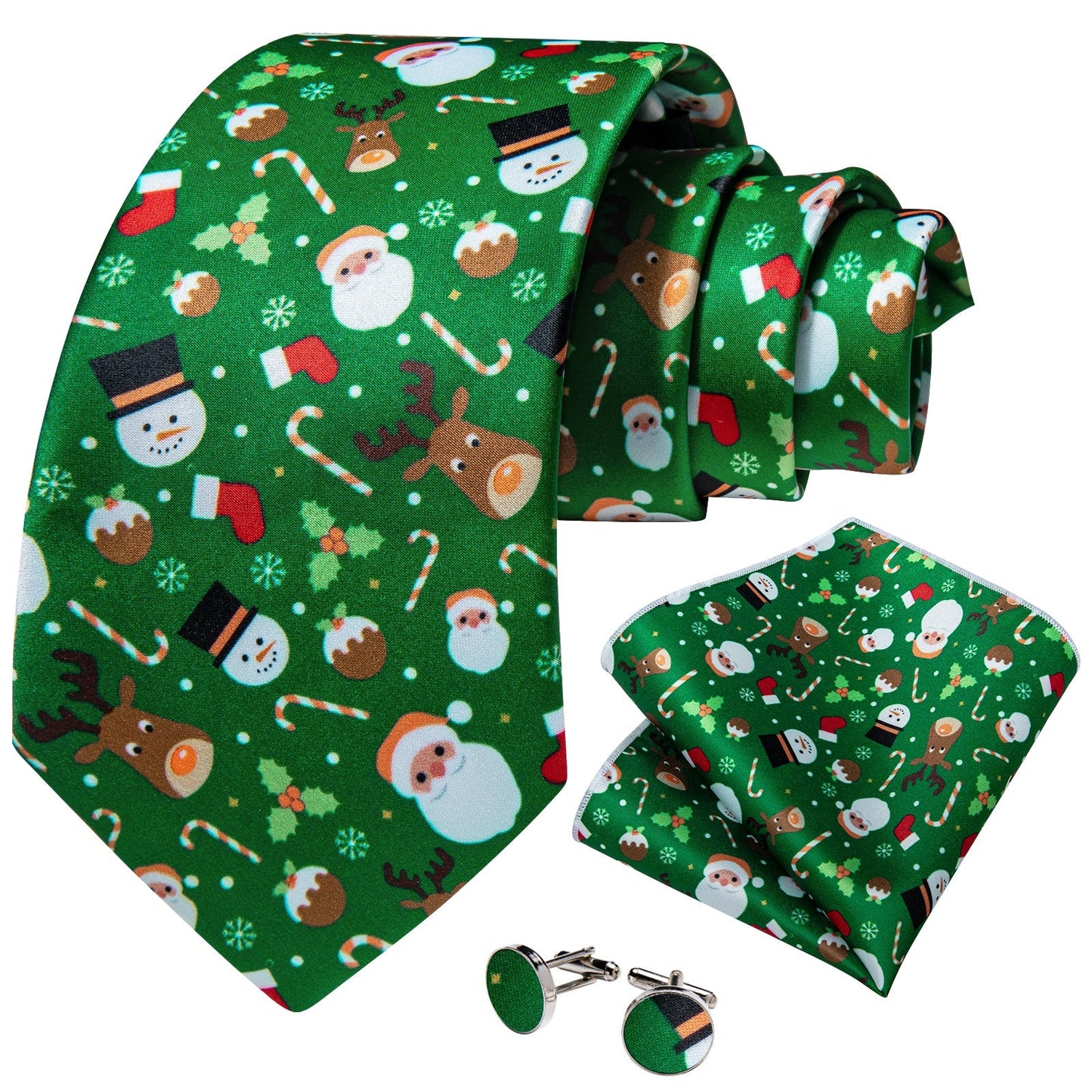 Christmas Decorations Tie Set In Green tie sets    - Sophisticated Gentlemen