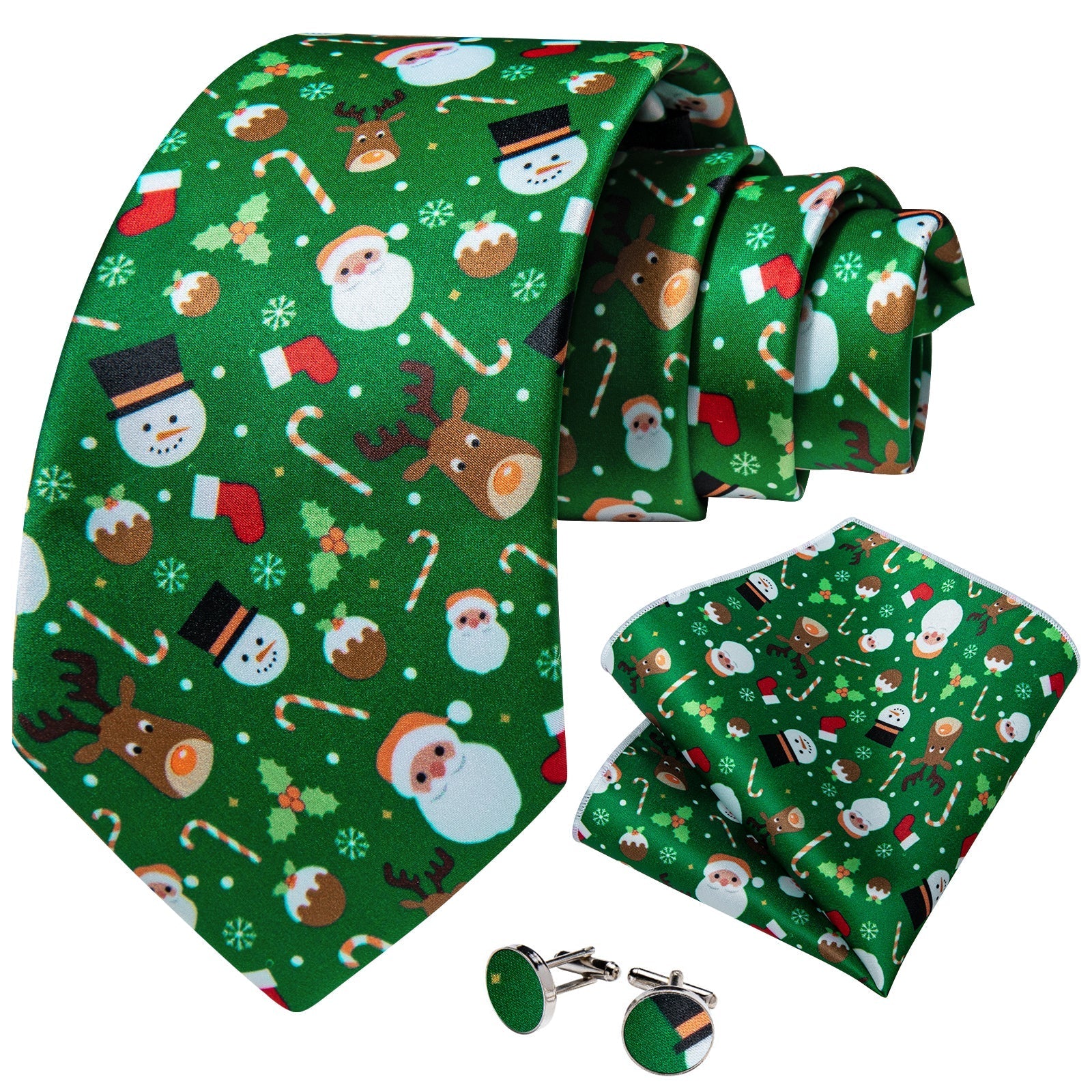 Christmas Decorations Tie Set In Green tie sets    - Sophisticated Gentlemen