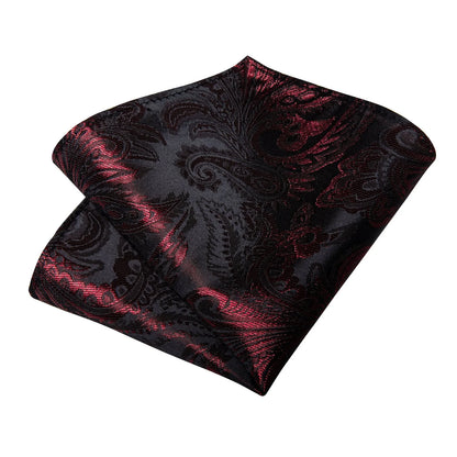Red and Black Silk Tie, Pocket Square and Cufflinks tie sets    - Sophisticated Gentlemen
