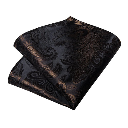 Brown and Black Silk Tie, Pocket Square and Cufflinks tie sets    - Sophisticated Gentlemen