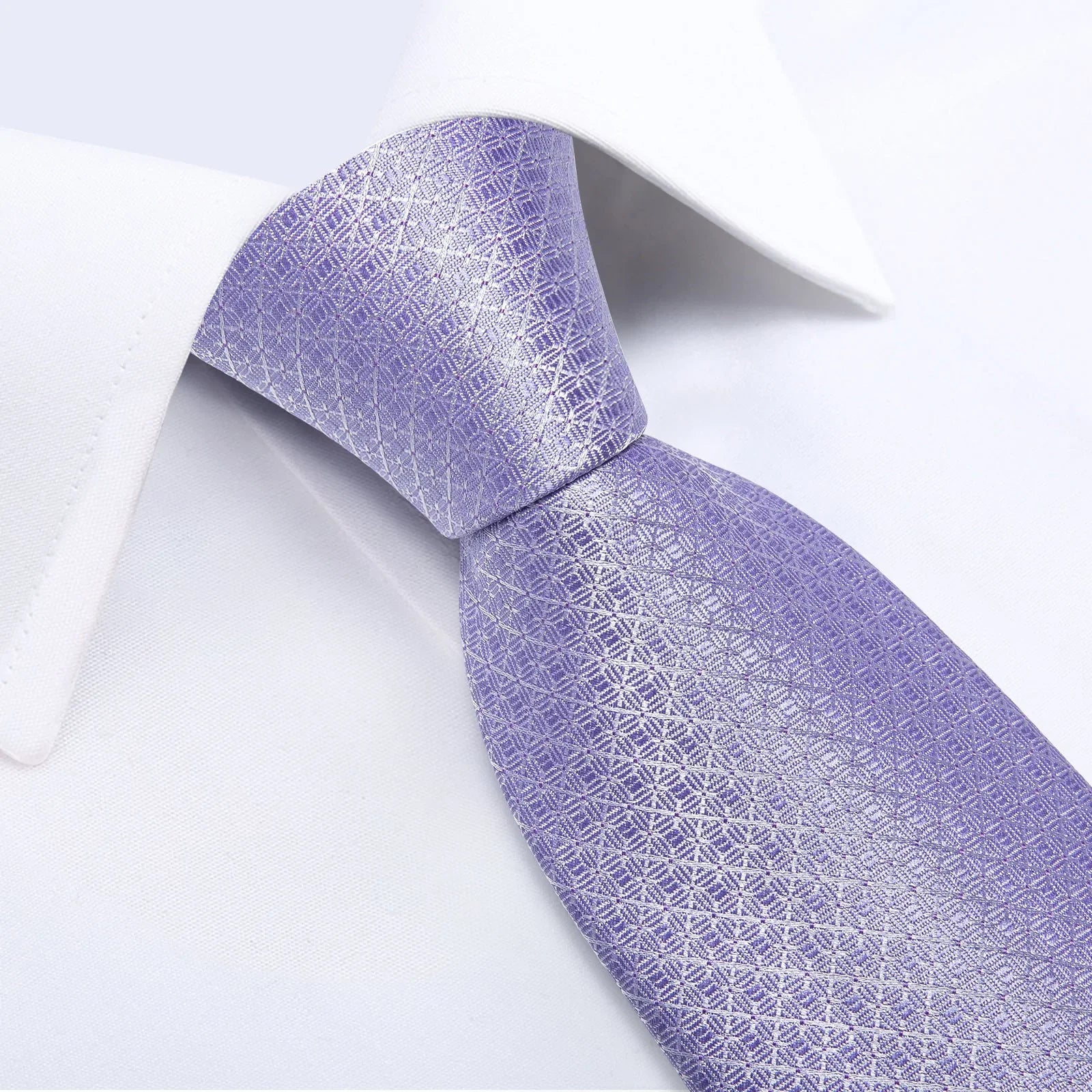 Lavender Plaid Tie, Pocket Square and Cufflinks tie sets    - Sophisticated Gentlemen