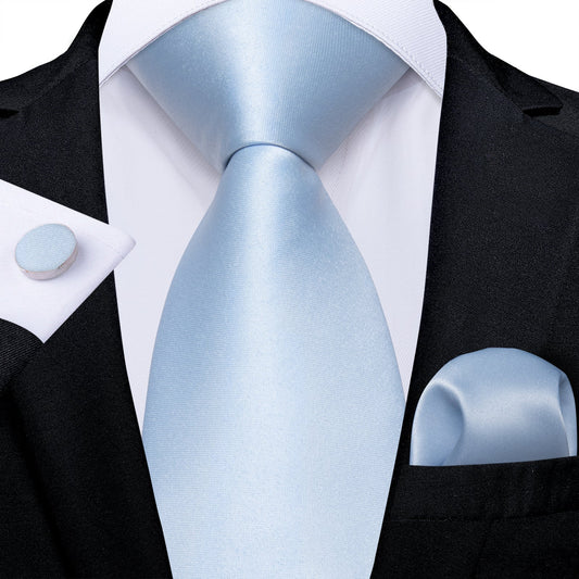 Baby Blue Silk Tie, Pocket Square and Cufflinks tie sets Standard Packaging   - Sophisticated Gentlemen