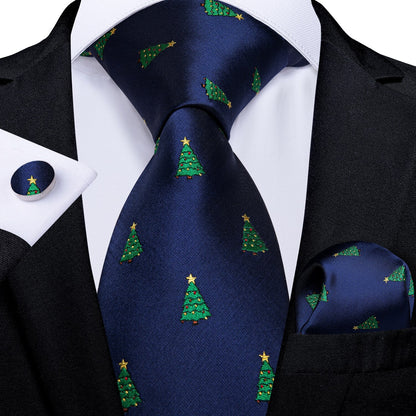 Christmas Tree With Star Tie, Pocket Square and Cufflinks tie sets Standard packaging   - Sophisticated Gentlemen