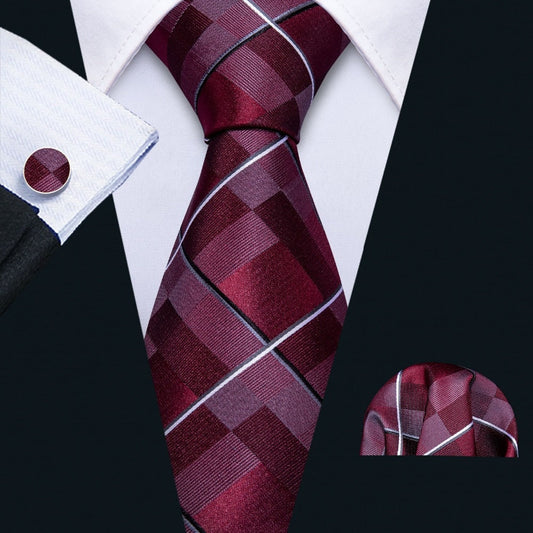 Red Field Tie, Pocket Square and Cufflinks - SOPHGENT