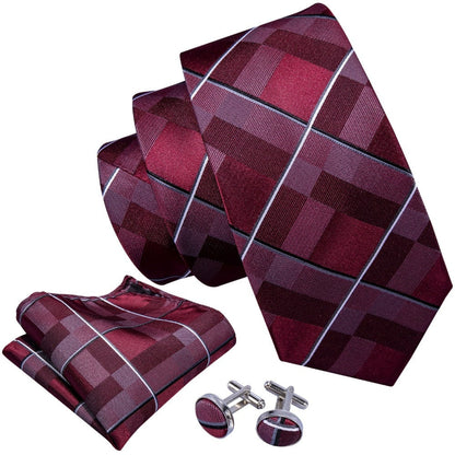 Red Field Tie, Pocket Square and Cufflinks tie sets    - Sophisticated Gentlemen