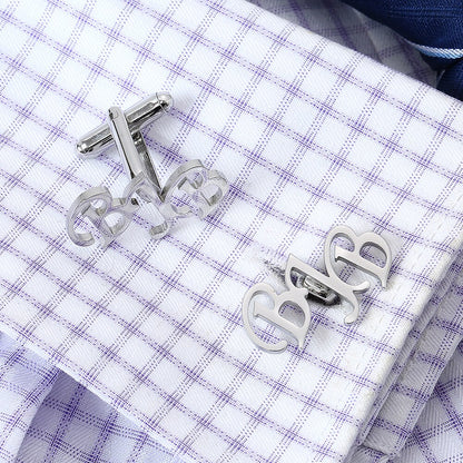 Initials Cufflinks cufflink Silver 2 ( Up to 3 Characters )  - Sophisticated Gentlemen
