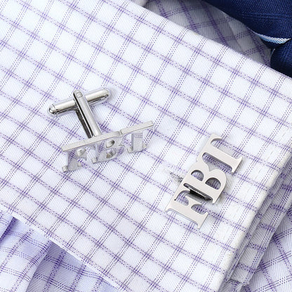 Initials Cufflinks cufflink Silver 1 ( Up to 9 Characters )  - Sophisticated Gentlemen