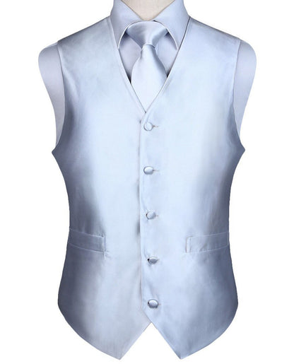 Light Silver Vest Set vest    - Sophisticated Gentlemen