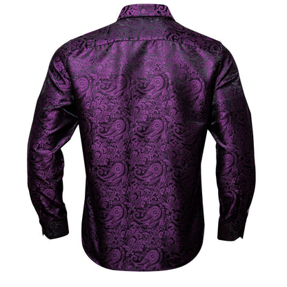 Purple and Black Paisley Dress Shirt shirt    - Sophisticated Gentlemen