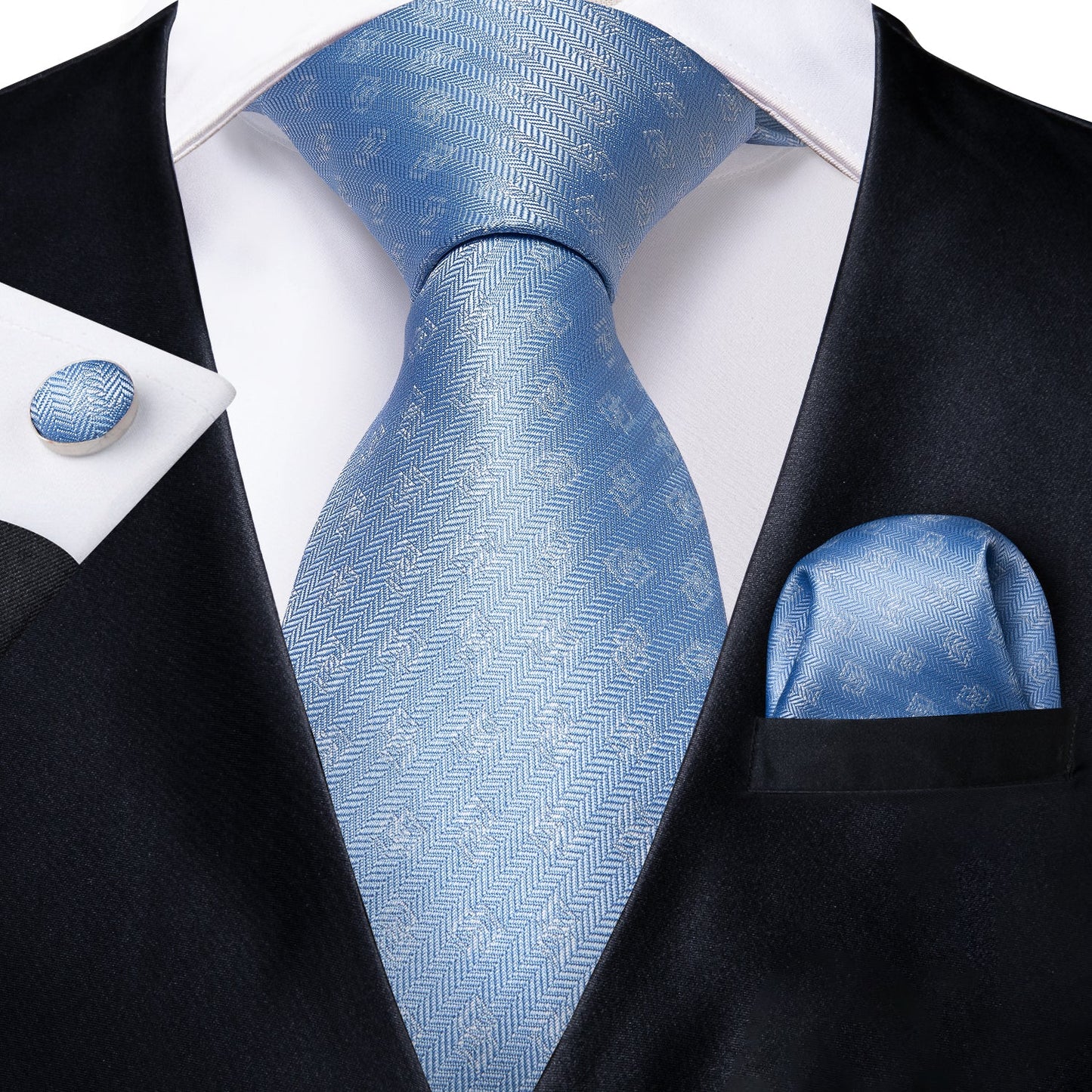 Sky Blue Tie, Pocket Square and Cufflinks - SOPHGENT