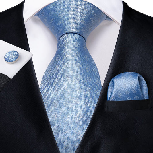 Sky Blue Tie, Pocket Square and Cufflinks - SOPHGENT