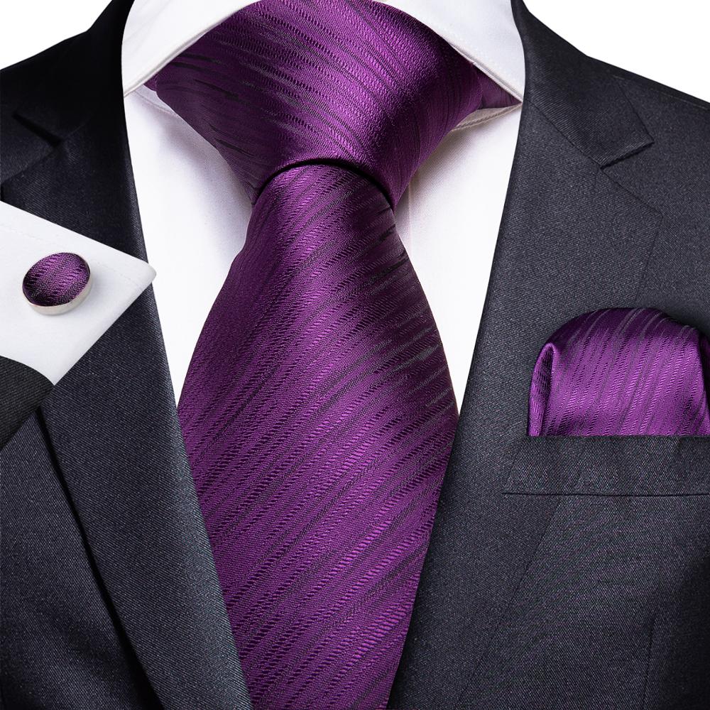 Purple Solid Tie, Pocket Square and Cufflinks - SOPHGENT