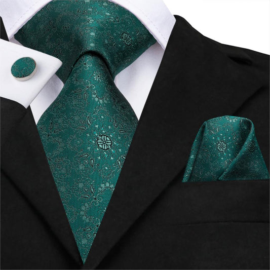 Green Universe Tie, Pocket Square and Cufflinks - SOPHGENT
