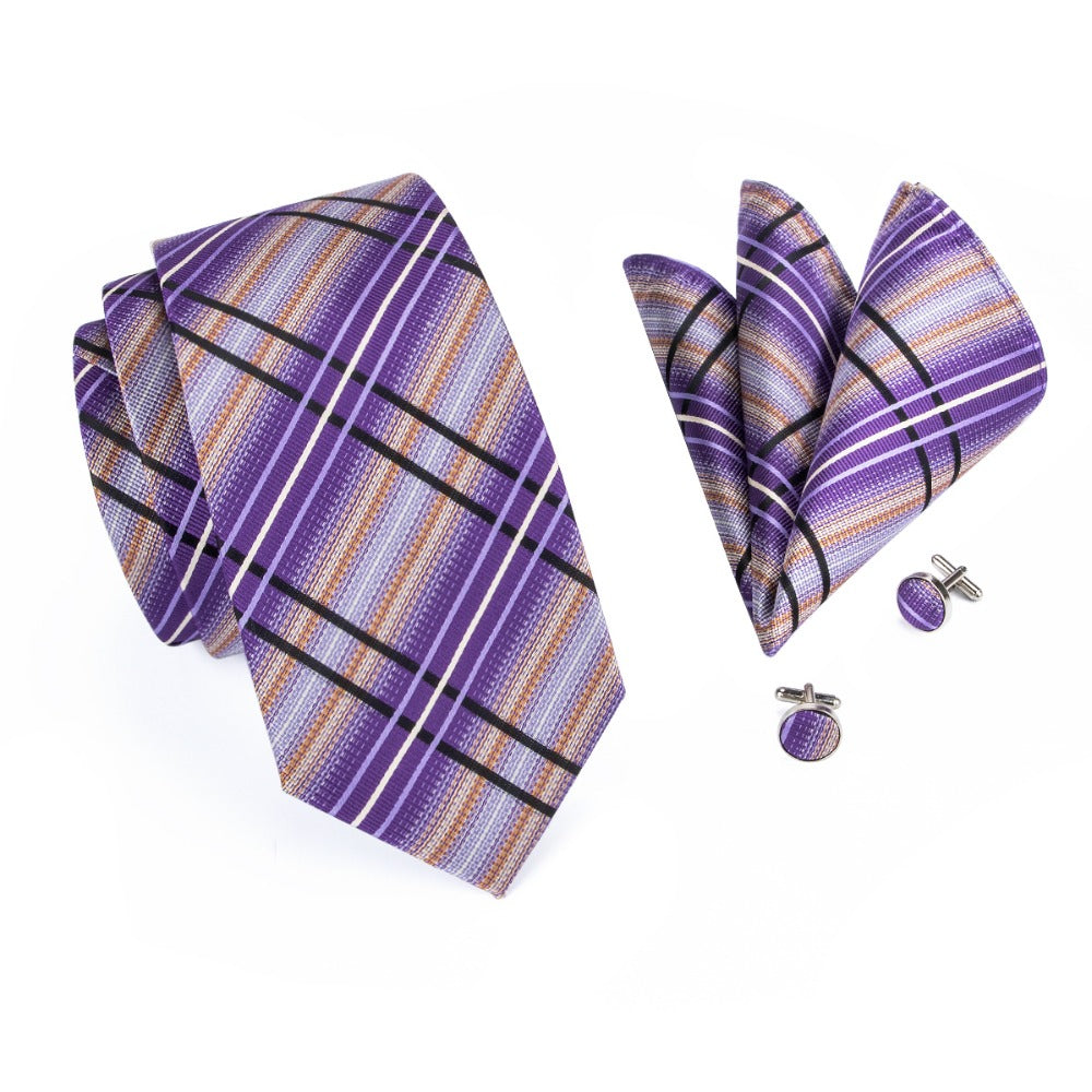 Purple Planet Tie, Pocket Square and Cufflinks tie sets    - Sophisticated Gentlemen
