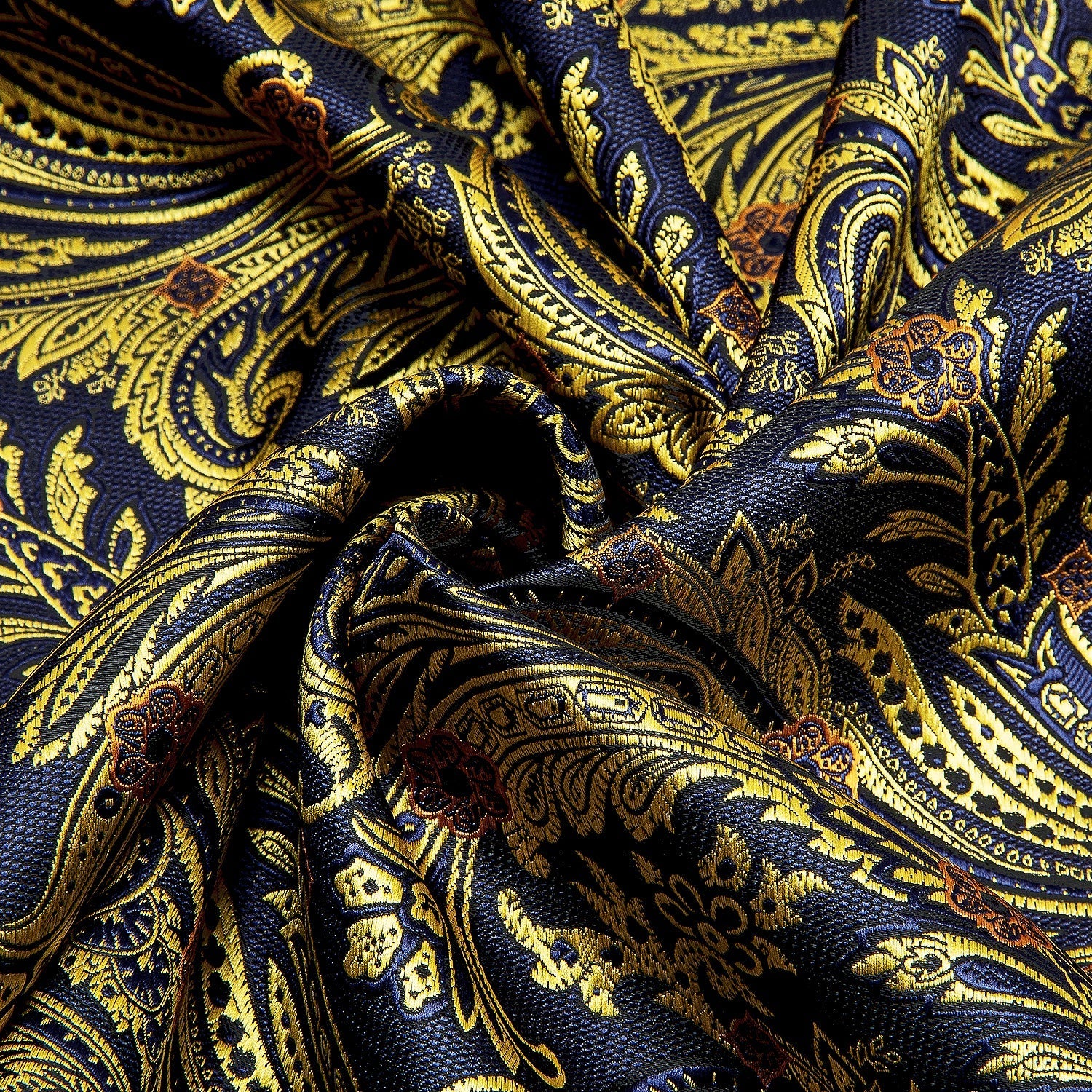 Navy and Yellow Floral Silk Scarf Scarf    - Sophisticated Gentlemen