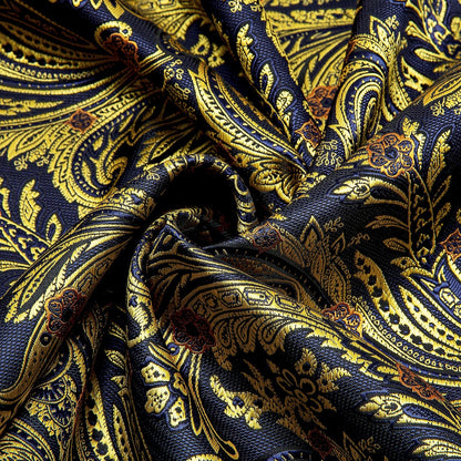 Navy and Yellow Floral Silk Scarf Scarf    - Sophisticated Gentlemen