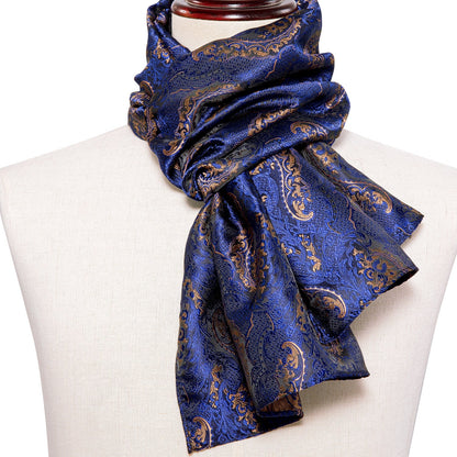 Blue Floral Silk Scarf Scarf    - Sophisticated Gentlemen