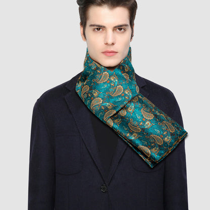 Green and Gold Paisley Silk Scarf Scarf    - Sophisticated Gentlemen