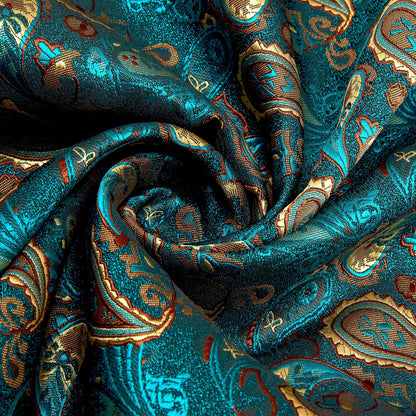 Green and Gold Paisley Silk Scarf Scarf    - Sophisticated Gentlemen
