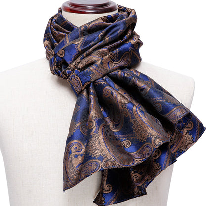 Blue and Bronze Paisley Silk Scarf Scarf    - Sophisticated Gentlemen