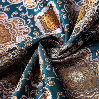 Cyan and Gold Silk Scarf Scarf    - Sophisticated Gentlemen